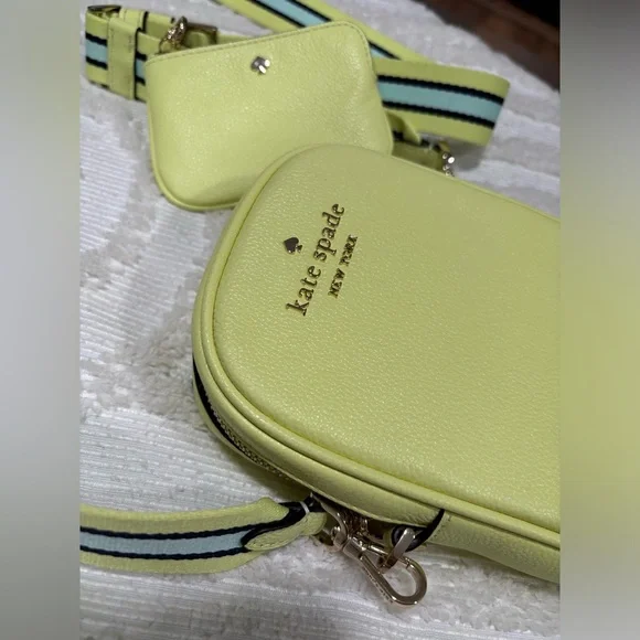 Kate Spade Yellow Crossbody Bag with Stripe Strap - Picture 2 of 14